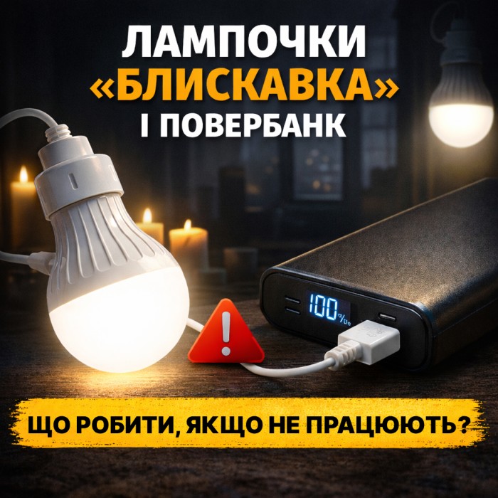 Як підключити лампочки «Блискавка» до повербанку і що робити, якщо вони не працюють