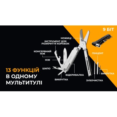 Мини мультитул Roxon M3 с сменными битами, серый